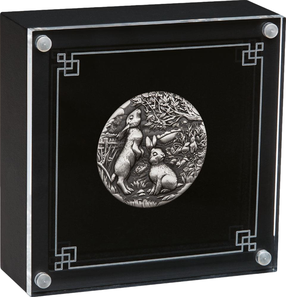 2 Unze Silber Lunar III Hase 2023 AF (Auflage: 1.888 | Antik Finish)