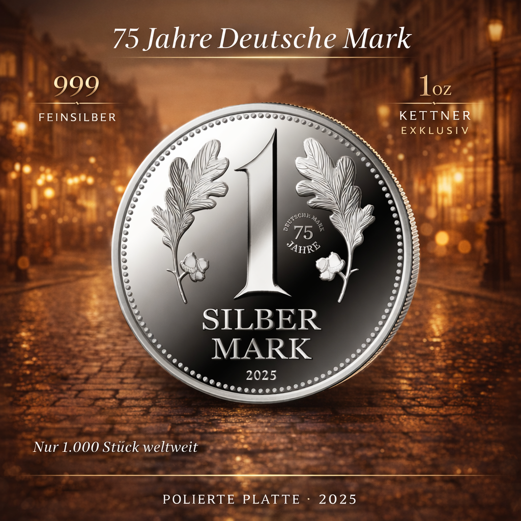 1 Unze Silber Mark PP (Auflage: 1.000 | 75 Jahre Privy Mark | Polierte Platte) 