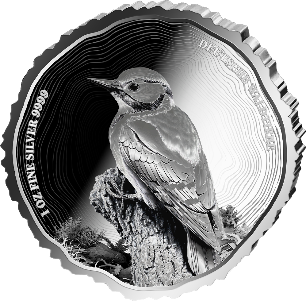 1 Unze Silber Buntspecht 2026 (Auflage: 1.000 | Polierte Platte)