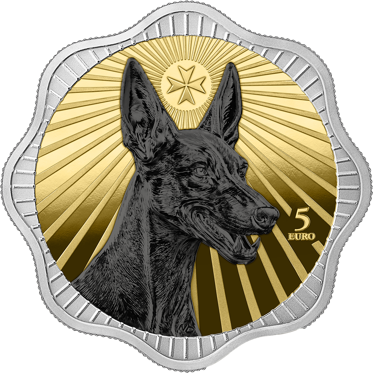 1 Unze Silber Malta 5 Euro Maltesischer Pharaonenhund 2026 (Auflage: 1.000 | teilvergoldet | Ruthenium)