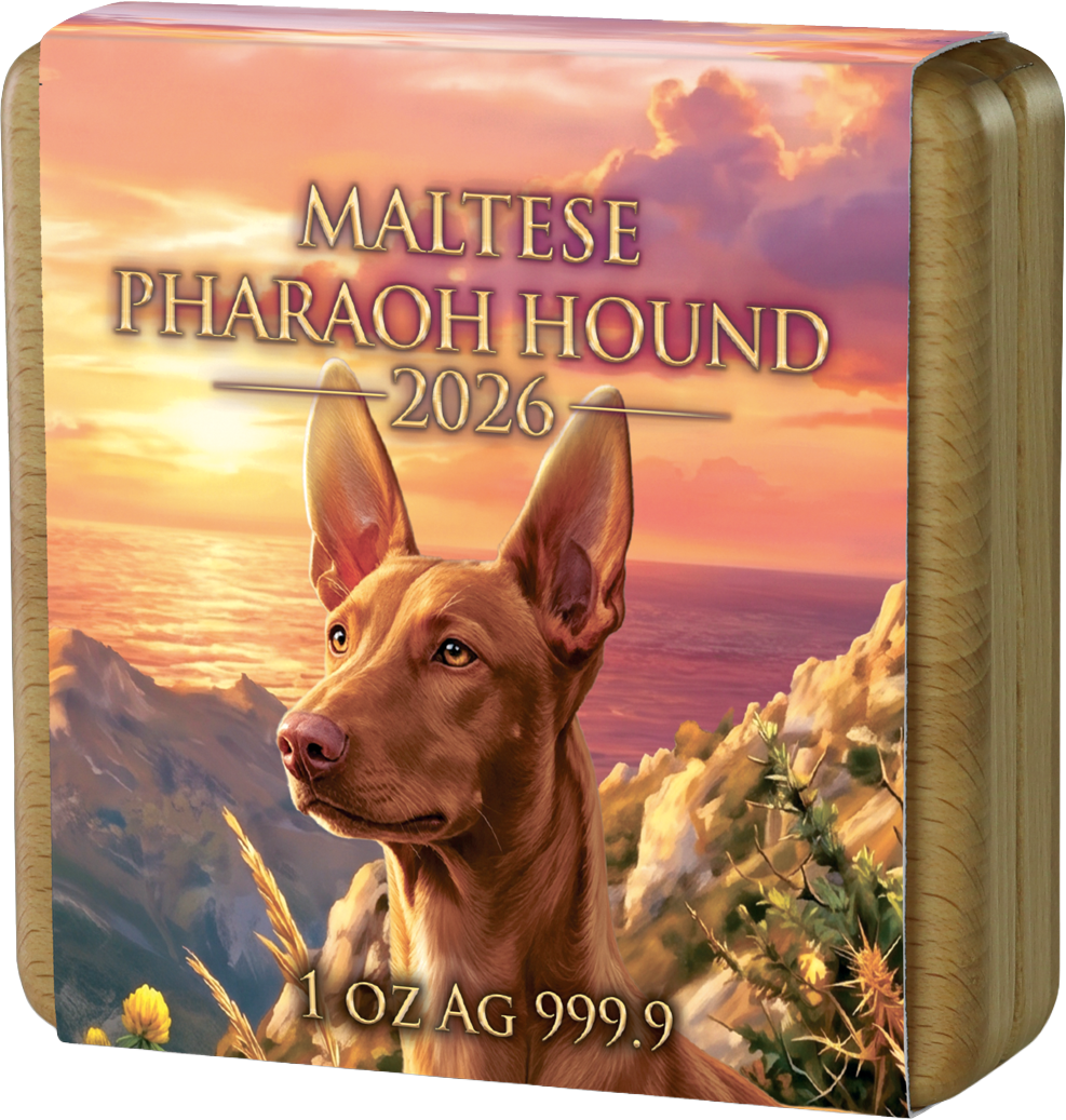 1 Unze Silber Malta 5 Euro Maltesischer Pharaonenhund 2026 (Auflage: 1.000 | teilvergoldet | Ruthenium)